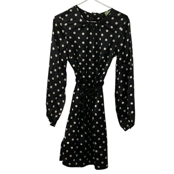 Elizabeth McKay Polka Dot Tie Waist Mini Silk Dress(Size 4) - Picture 4 of 14